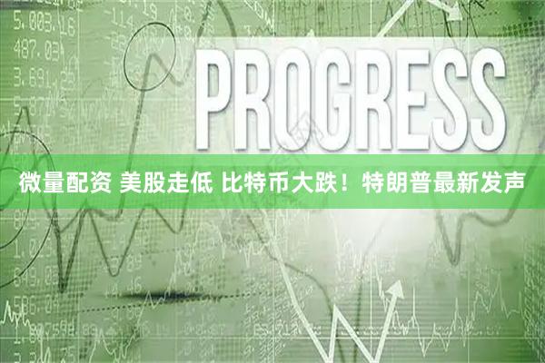 微量配资 美股走低 比特币大跌！特朗普最新发声