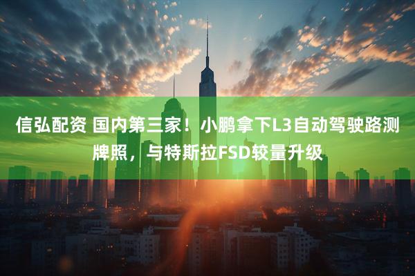 信弘配资 国内第三家！小鹏拿下L3自动驾驶路测牌照，与特斯拉FSD较量升级